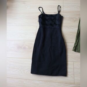 Banana Republic Black fringe topped dress